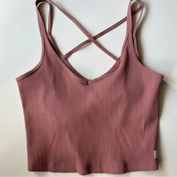 Vuori crop rib tank in Marsala pink - Picture 4 of 8